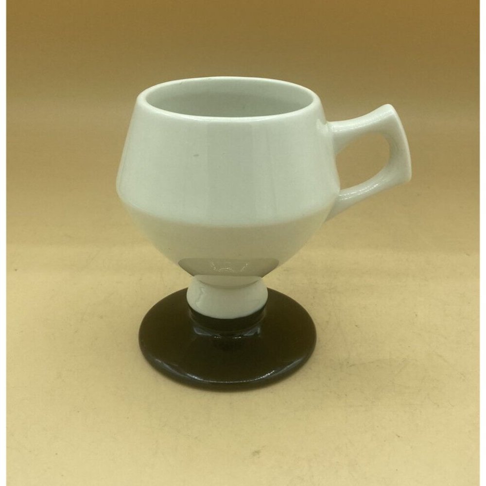 Vintage Hall China Pedestal White Mug Restaurant Ware Black Footed - Picture 5 of 12